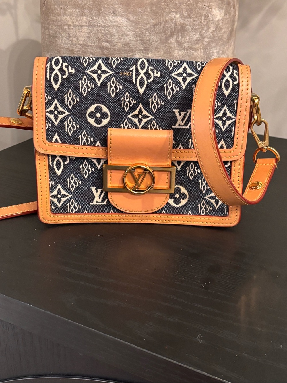 Authentic Louis Vuitton Since 1854 Dauphine Mini Denim Shoulder Crossbody Bag